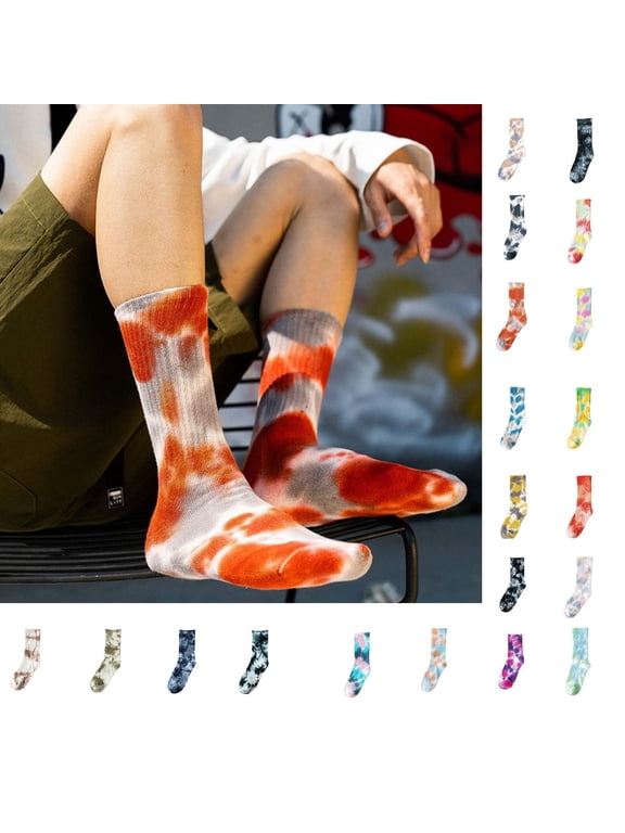 1Pair Womens Tie Dye Socks Mid Calf Socks for Women Men Couple Above-Ankle Socks Fall Winter Street Personality Skateboarding Sport Crew Socks Mint Green