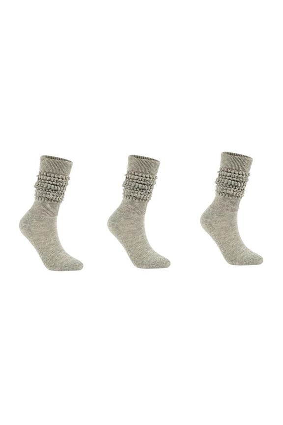 3 Pairs Slouch Socks For Women Plain Color Crew Dress Socks Boot Socks Casual Daily Wear Soft Scrunch Mid Calf Socks Gray*3
