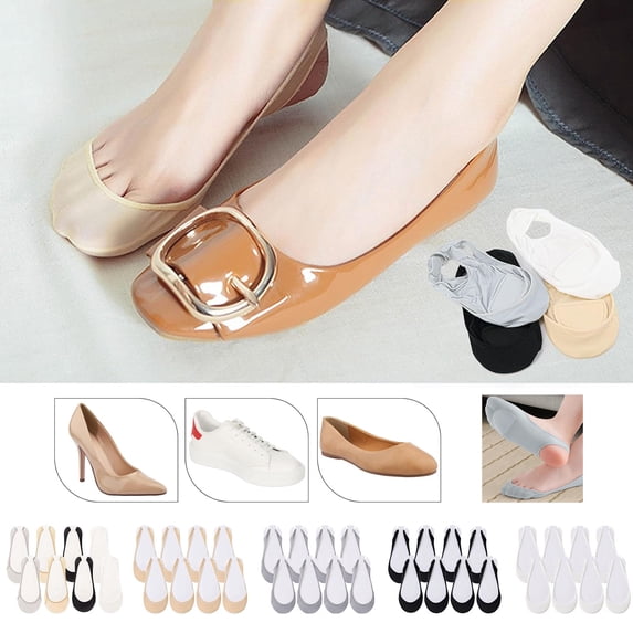 CNEJRHG 4Pairs Solid Color Elastic Sling Back No Show Half Socks For Women Low Cut Non Slip Girls Ice Stockings Invisible Liner Boat Socks for Heels & Flats Clear