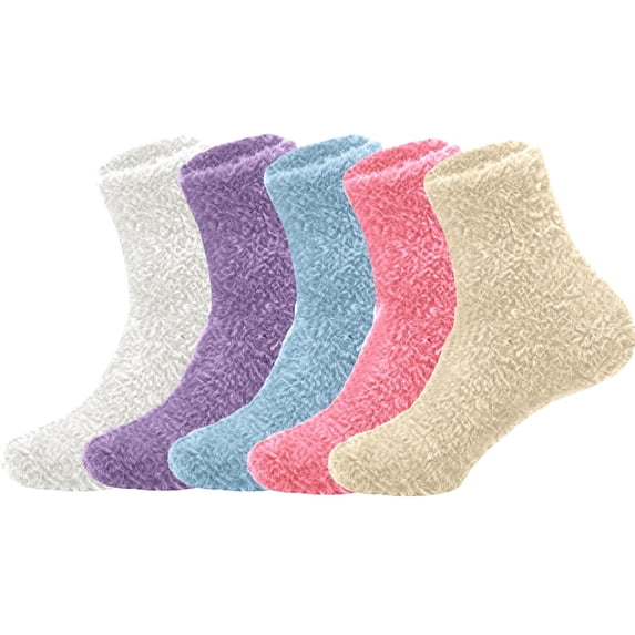 CNEJRHG 5Pairs Coral Velvet Mid Calf Socks for Women Men Fuzzy Fleece Boot Crew Stockings Unisex Autumn Winter Warm Thermal Lounge Cozy Ultra Mid Tube Socks Multicolor#6