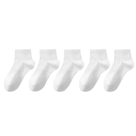 CNEJRHG 5Pairs Mens Cotton Socks Summer Sweat Absorbent Mid Tube Socks lack Business Sports Casual Above Ankle Crew Stockings White#2