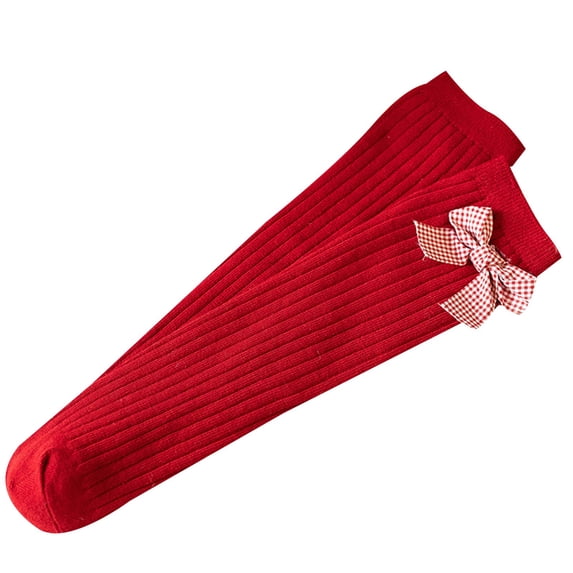 CNEJRHG Christmas Bow Red Stockings for Women Autumn Winter Warm Soft Knit Long Stockings Cute Festive Bow Decor Thermal Socks Cozy Casual Crew Socks Red Bowknot4