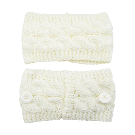 CNEJRHG Women's Chunky Knit Headband with Button Warm Winter Ear Protection Hairband Face Mask Knitted Headwrap for Cold Weather White