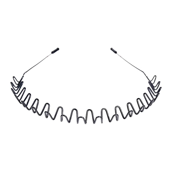 CNEJRHG Women's Men's Plastic Headband Non Slip Wave Teeth Hair Band Zigzag Metal Flexible Spring Hair Hoop Black#1