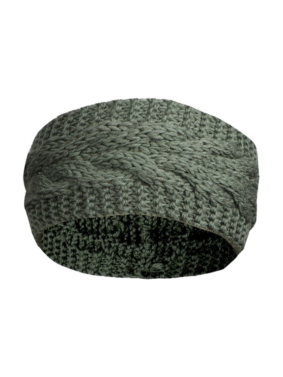 Women's Men's Winter Warm Headbands Ear Warmers Thick Turban Head Wraps Crochet Chunky Knitted Wide Hairbands for Cold Weather Army Green