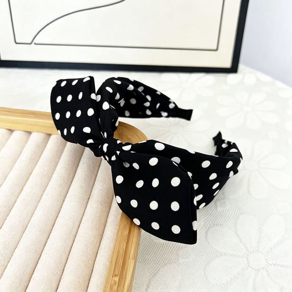 CNEJRHG Women's Polka Dot Bow Headbands 50s 80s outfits Hairband Elastic Non Slip Head Wrap Party Vintage Costume Hair Hoop Black