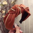 thumbnail image 1 of CNEJRHG Women's Wide Headband Solid Color Gold Edge Knot Hair Band For Face Washing Makeup Headwrap Hair Styling Headpiece Brick Red, 1 of 2