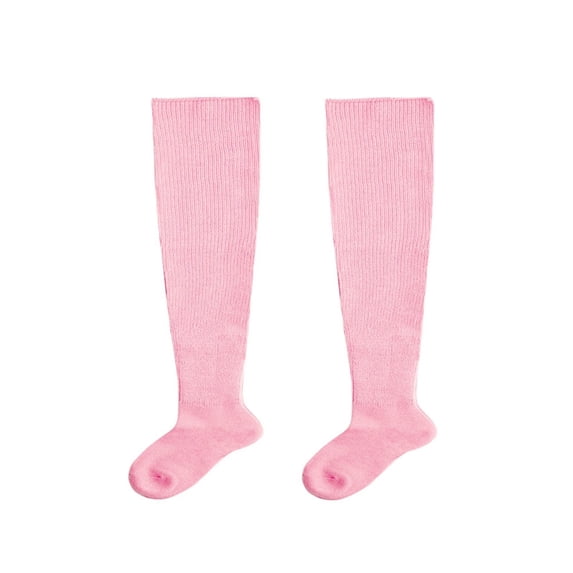 CNEJRHG Womens Plus Size Vertical Rib Over The Knee Socks With Towel Sole Stretchy Knit Thigh High Long Tube Socks Non Slip Slim Fall Winter Warm Leg Stocking Pink