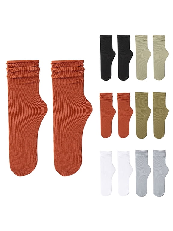 Womens Solid Color Ice Silk Mid Calf Socks Thin Cool Breathable Slouch Stackable Casual Crew Socks Elastic Ankle Socks for Spring Summer Fall Silver