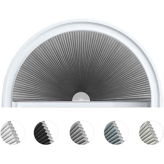 CNF Arch Window Shade Blackout Cellular Shades Half Moon Circle No Drill Blinds|24"x12" Honeycomb Cordless Self Adhesive Window Covering,Thermal,Easy to Cut&Install,Darkening Blind for Bedroom Office