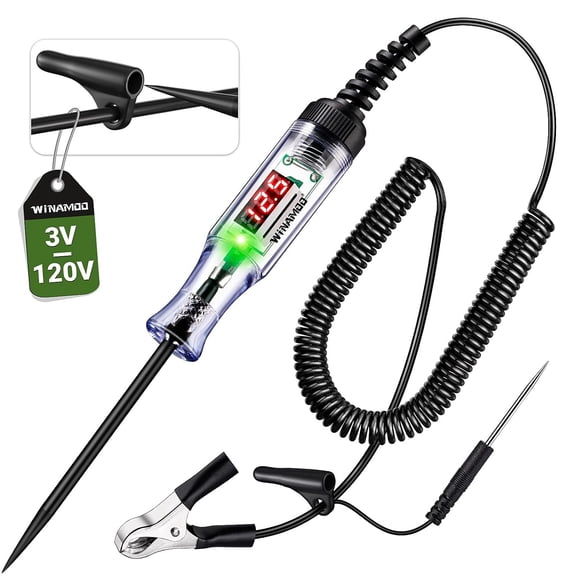 CNF-Automotive Test Light with 3-120V LED Digital Voltage Display, Auto Circuit Tester with Voltmeter & Dual Color Polarity Indicate, Electric Test Pen w/Stainless Probe for Car/Truck/SUV Checker