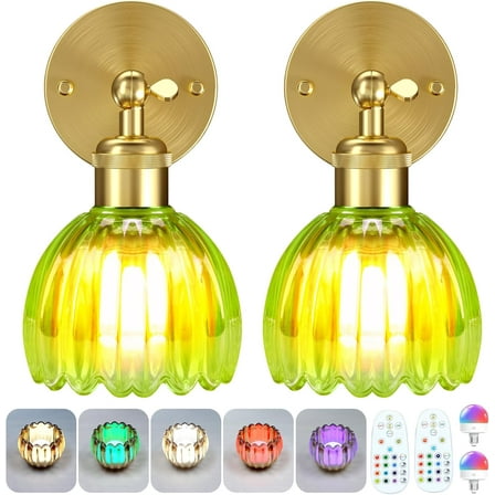 CNFBattery Operated Wall Sconce with Remote Control, Wireless Wall sconces Set of Two with7000mAh Dimmable Magnetic RGB Bulbs,Rechargeable Wall Light for Bedside Bedroom LivingRoom Hallway Wall Decor