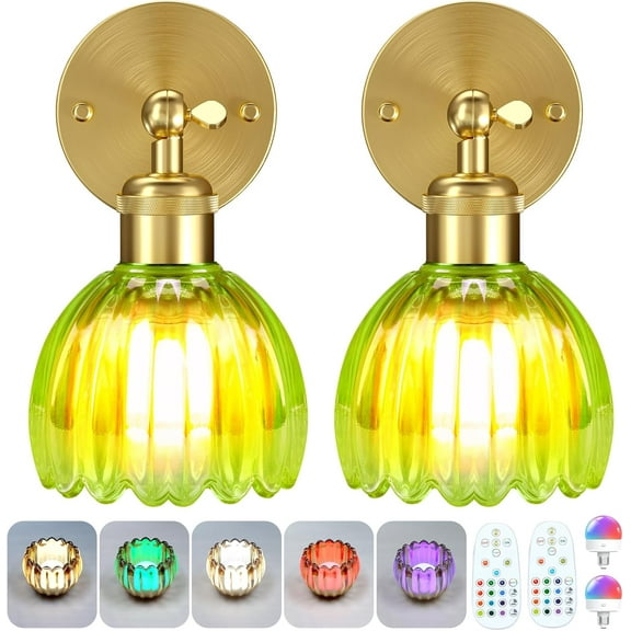 CNFBattery Operated Wall Sconce with Remote Control, Wireless Wall sconces Set of Two with7000mAh Dimmable Magnetic RGB Bulbs,Rechargeable Wall Light for Bedside Bedroom LivingRoom Hallway Wall Decor