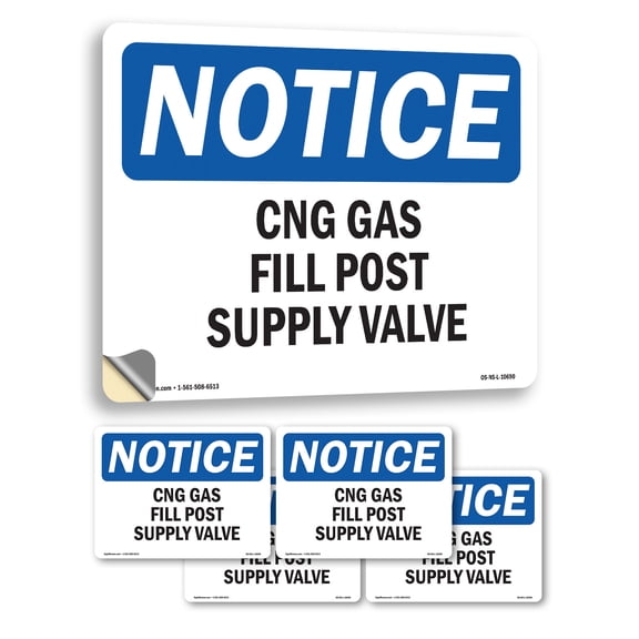 CNG Gas Fill Post Supply Valve OSHA Notice Vinyl Decal Label 5 Inch x 3.5 Inch - 5 Pack