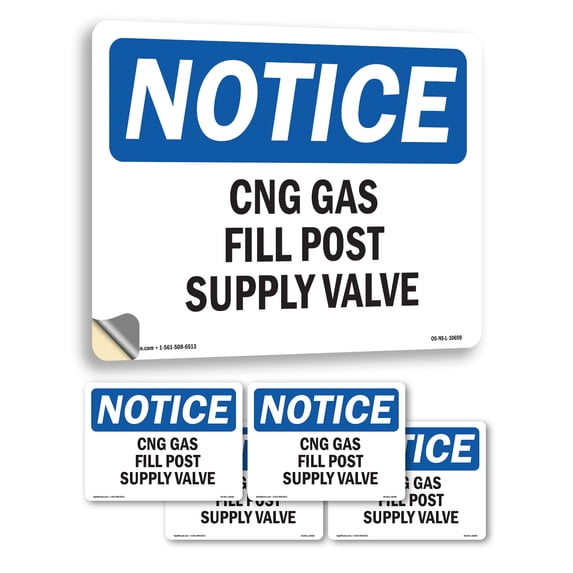 CNG Gas Fill Post Supply Valve OSHA Notice Vinyl Decal Label 7 Inch x 5 ...