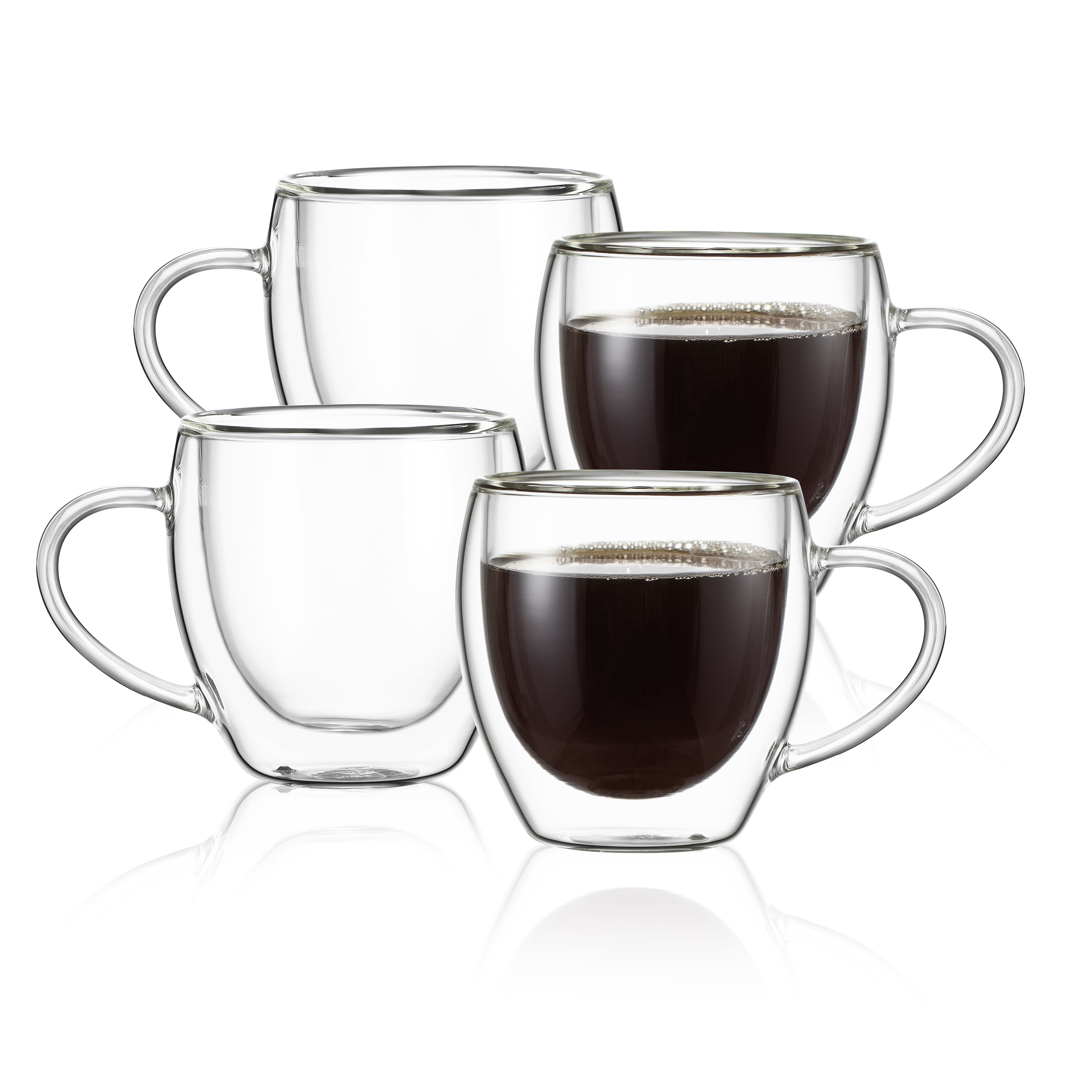 CNGLASS 5oz Espresso Mugs (Set of 4),Double Wall Insulated Glass Coffee