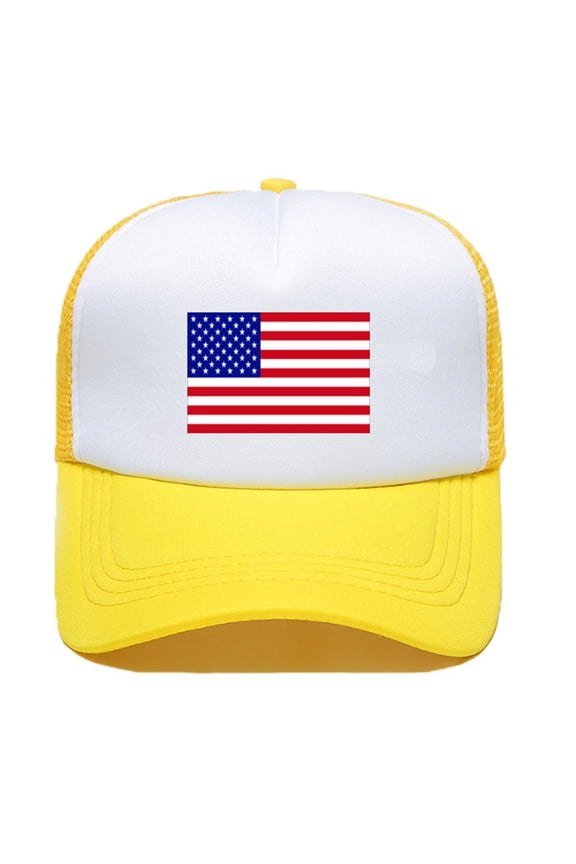Under 4$ Hot Sales Summer Sales Unisex America Baseball Cap United States Mesh Splice Hat For Men Women USA Flag Adjustable Hat Size Strapback Breathable Trucker Caps Casual Sun Peak Hat A