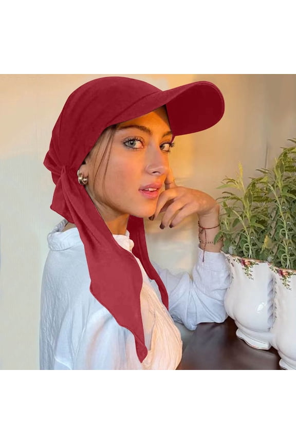 Under 5$ Hot Sales Summer Sales Baseball Hat Cap Hijab Shawl Simple Fabric Turban Summer Breathable Muslim Headscarf Hijab Cap For Women Men Wine Red