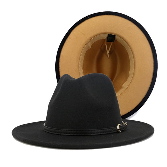 CNJKEHIUV Under 8$ Hot Sales Summer Sales Men Women Wide Brim Fedora Hat, Classic Solid Panama Jazz Hat, Casual Lightweight Two Tone Style Dress Hat for Daily Travel Party Brown One Size