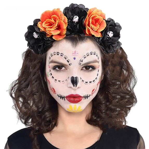 CNJKEHIUV Halloween Headband Under $2 Women's Halloween Rose Crown Headband Mexican Festival Hair Accessory