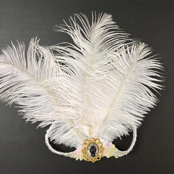 CNJKEHIUV Headband Under $2 Women's Sequin Feather Headband 1920s Flapper Party Headpiece