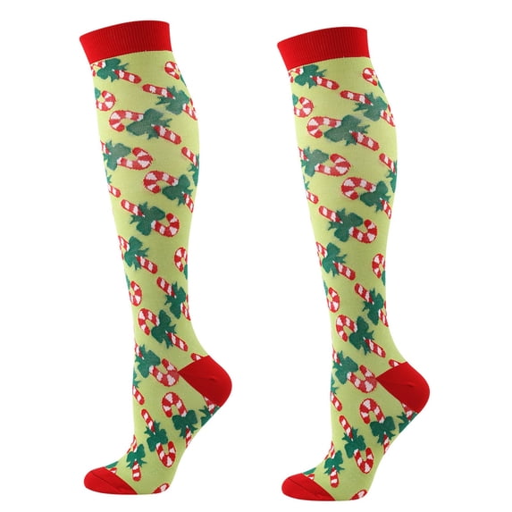CNJKEHIUV Hot Sales Knee-High Socks Under $2 C'o'm'p'ression Socks Printed Thigh High Stockings Christmas Holiday Travel Sports Gift