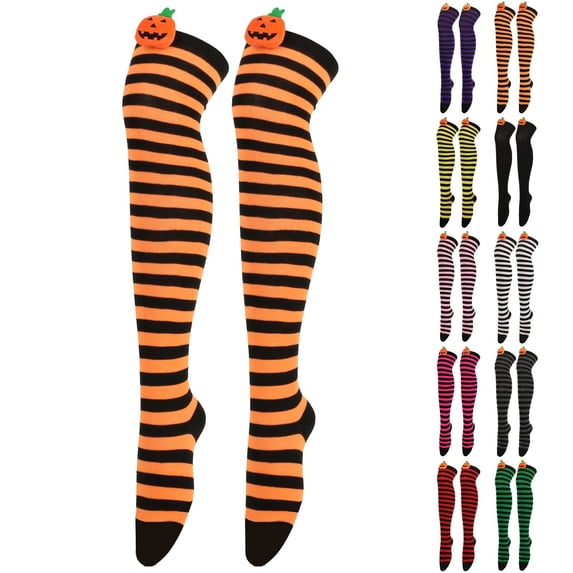 CNJKEHIUV Hot Sales Knee-High Socks Under $2 Womens Over Knee Socks Devil Cartoon Thigh High Stockings Halloween Party Christmas Holiday Gift