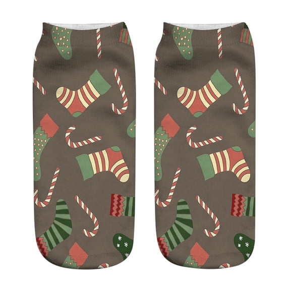 CNJKEHIUV Socks Under $1 Womens Christmas Socks 3D Print Short Ankle Socks Cute Santa Reindeer Holiday Gift Warm Winter Casual Soft
