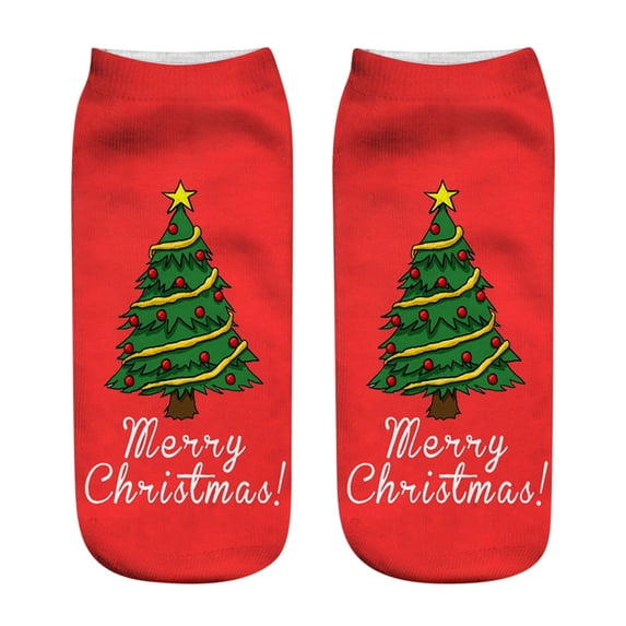 CNJKEHIUV Socks Under $1 Womens Christmas Socks 3D Print Short Ankle Socks Cute Santa Reindeer Holiday Gift Warm Winter Casual Soft