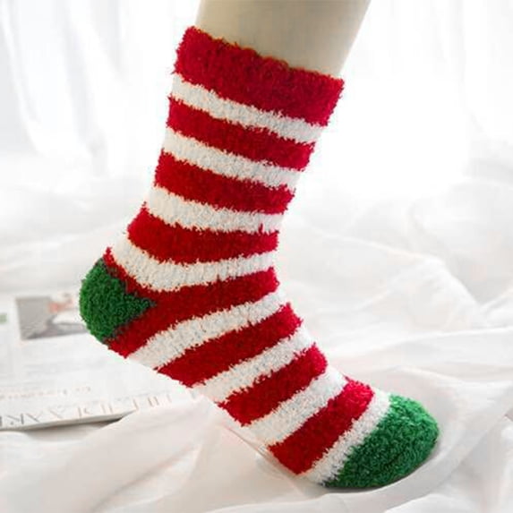 CNJKEHIUV Socks Under $1 Womens Fuzzy Slipper Socks Cartoon Print Non Slip Indoor Christmas Holiday Home Sleeping Gift