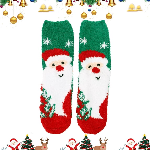 CNJKEHIUV Socks Under $1 Womens Fuzzy Slipper Socks Coral Velvet Fuzzy Non Slip Indoor Christmas Holiday Home Sleeping Gift