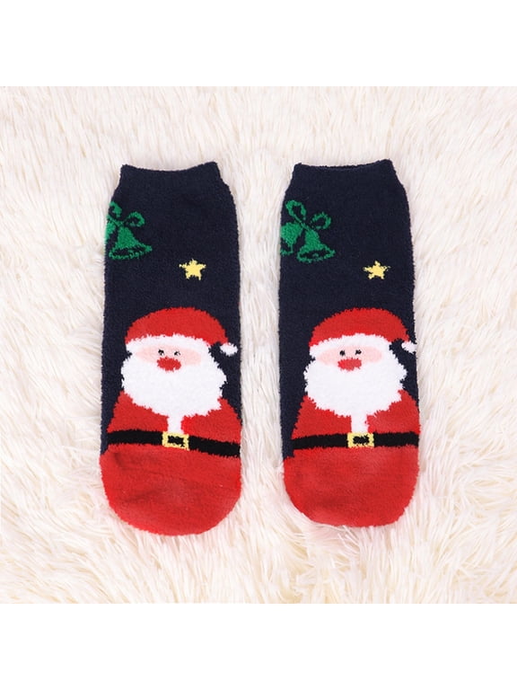 Socks Under $2 K'i'd's' Fuzzy Slipper Socks Coral Velvet Fuzzy Cartoon Non Slip Indoor Christmas Holiday Home Sleeping Gift