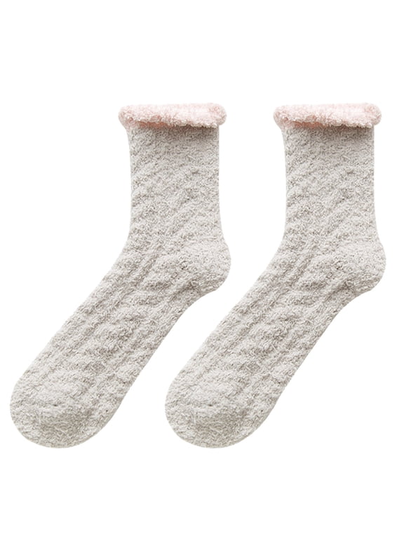 Hot Sales Socks Under $2 Womens Fuzzy Slipper Socks Coral Velvet Fuzzy Cartoon Non Slip Indoor Christmas Holiday Home Sleeping Gift
