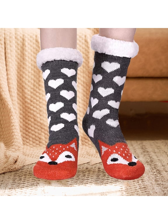 Socks Under $3 Womens Fuzzy Slipper Socks Coral Velvet Fuzzy Non Slip Indoor Home Sleeping Gift