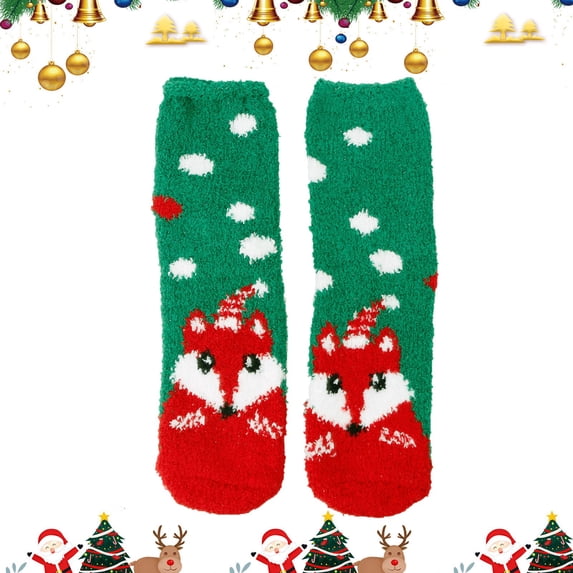 CNJKEHIUV Socks Under $1 Womens Fuzzy Slipper Socks Coral Velvet Fuzzy Non Slip Indoor Christmas Holiday Home Sleeping Gift