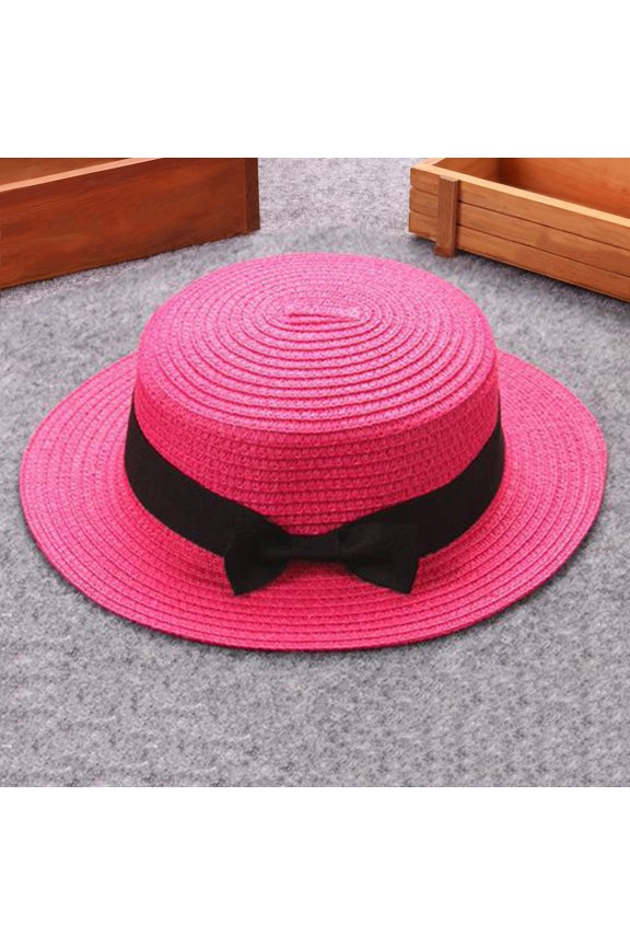 Under$12 Womens Sun Straw Hats, Travel Foldable Brim Summer UV Caps, Beach Sun Straw Hats for Women Hot Pink One Size
