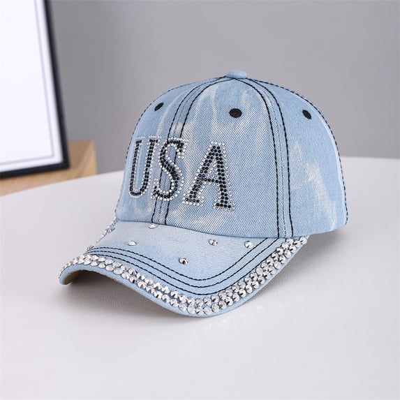 CNJKEHIUV Under $5 Baseball Cap Cowboy Adjustable Cotton Hats Men Women Unconstructed Plain Cap Baseball Cap Golf Dad Hat Studded Sky Blue One Size