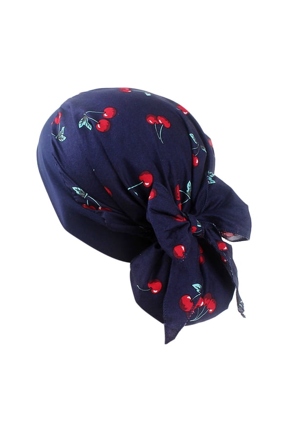 Under 5$ Hot Sales Summer Sales Women Print Muslim Hat Stretch Retro Turban Hat Head Wrap Cap Navy One Size