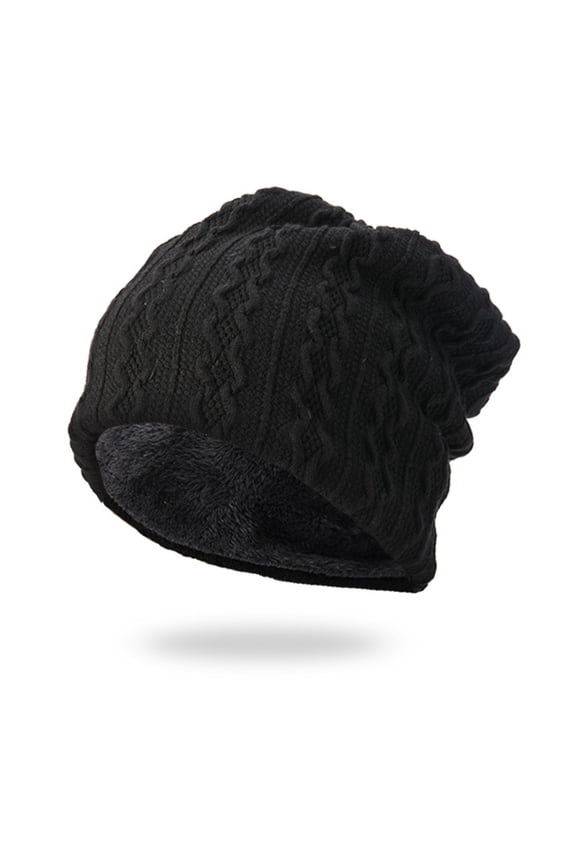 Under 5$ Hot Sales Summer Sales Womens And Mens Warm Thick Knit Sweater Hat Plus Fleece Warm Hat Black