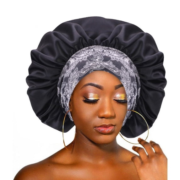 CNJKEHIUV Under 6$ Hot Sales Summer Sales New Elastic Headband Satin Bonnet Hat Sleep Cap Women Beauty Salon Black One Size