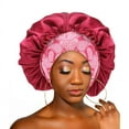 thumbnail image 1 of CNJKEHIUV Under 6$ Hot Sales Summer Sales New Elastic Headband Satin Bonnet Hat Sleep Cap Women Beauty Salon Red One Size, 1 of 3