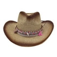 thumbnail image 1 of CNJKEHIUV Under 7$ Hot Sales Summer Sales Straw Cowboy HAT Outback Western Jacaru Mens Womens Cowboy Hat Khaki One Size, 1 of 1