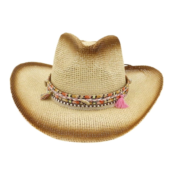 CNJKEHIUV Under 7$ Hot Sales Summer Sales Straw Cowboy HAT Outback Western Jacaru Mens Womens Cowboy Old West Hat Beige One Size