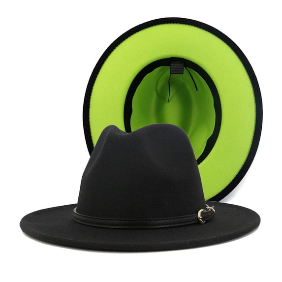 CNJKEHIUV Under 7$ Hot Sales Summer Sales Two Tone Wide Fedora Hat Panama Hat Casual Jazz Hats For Men Women Green One Size