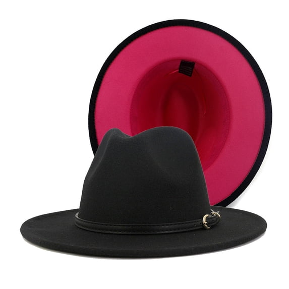 CNJKEHIUV Under 8$ Hot Sales Summer Sales Two Tone Wide Fedora Hat Panama Hat Casual Jazz Hats For Men Women Red One Size