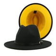 thumbnail image 1 of CNJKEHIUV Under 8$ Hot Sales Summer Sales Two Tone Wide Fedora Hat Panama Hat Casual Jazz Hats For Men Women Yellow One Size, 1 of 3