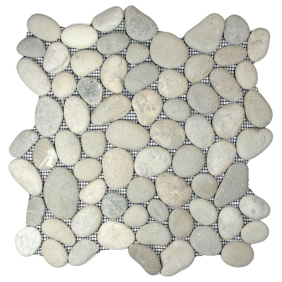 CNK Tile Bali Cloud Pebble Tile - 12" x 12" Mesh Backed Natural River Stone Tile for Shower Floors Bathroom Walls Kitchen Backsplash Patios & Home Dcor - Durable Eco-Friendly - Pack of 1