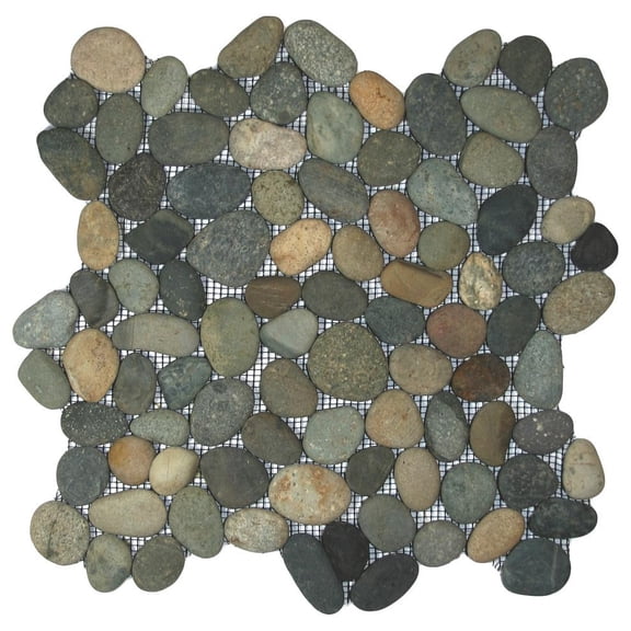 CNK Tile Bali Ocean Pebble Tile - 12" x 12" Hand-Selected Polished Natural Stone for Bathroom Kitchen Backsplash Patios and Outdoor Spaces - Eco-Friendly Adhesive Durable Easy Installation - Pack 1