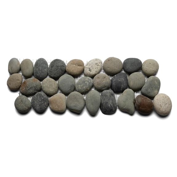 CNK Tile Bali Ocean Pebble Tile Border - 12" x 4" Hand-Selected Natural Stone Mosaic Bathroom Kitchen Backsplash & Home Decor - Unpolished Rustic Floral Design - Durable Easy Installation - Pack of 1