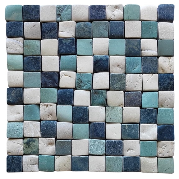 CNK Tile White Stone Pebble Square Mosaic Tile 1"x1